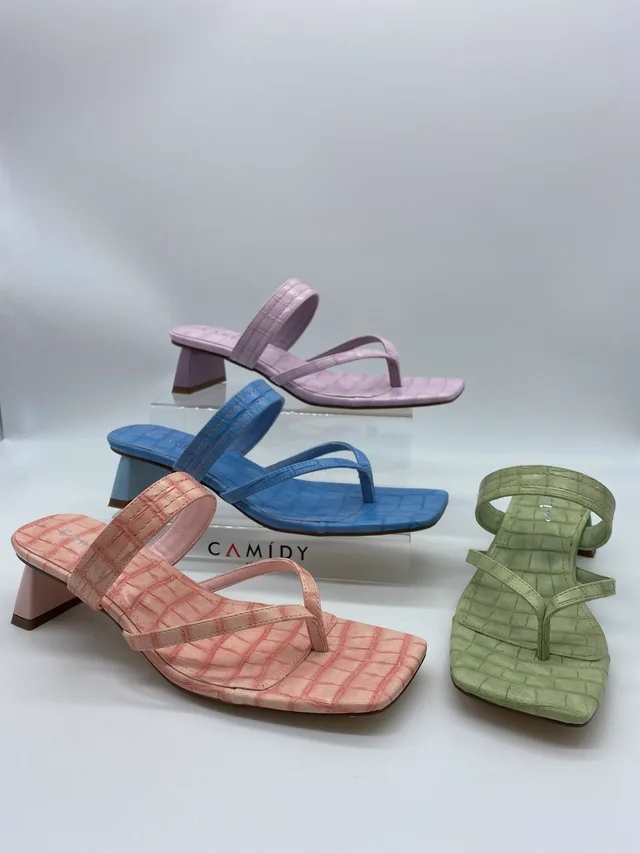 CAMIDYSS2021 women's sandals square head with chunky heels fashion PU women's shoes