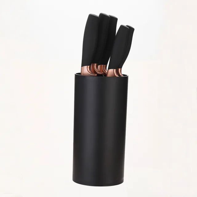 YJ01 6pcs plastic handle rubber coating kitchen knife set