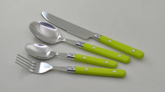 Factory price plastic handle S.S fork and spoons