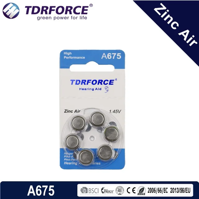 Button Cells Mercury Free Zinc Air Coin Cell Hearing Aid Battery 1.4volt A675