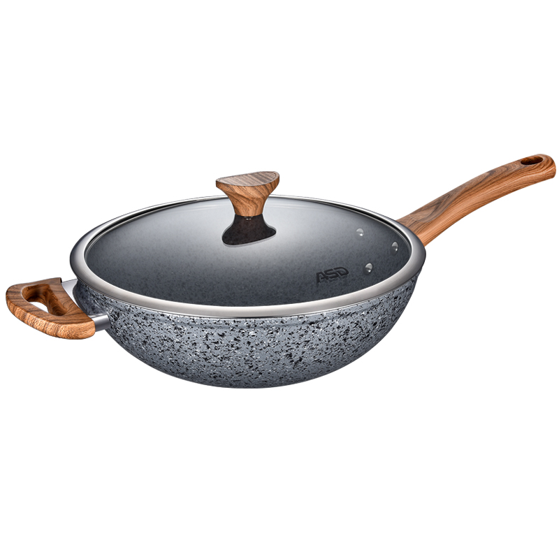 ROCK die cast aluminum nonstick marble wok 32cm