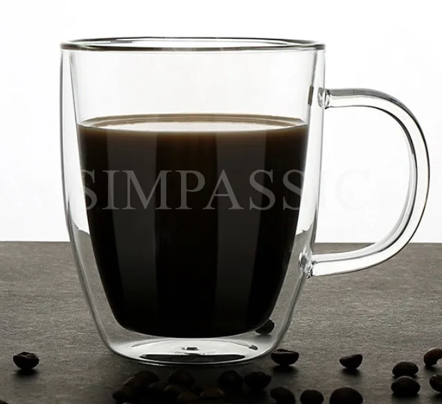 Double wall glass mug