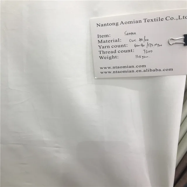 CVC 80/20 sateen fabric 60*40/173*120 300TC