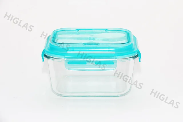 1.1l/1.4l Square Borosilicate Glass Food Container With Pp Lid With Fork&spoon