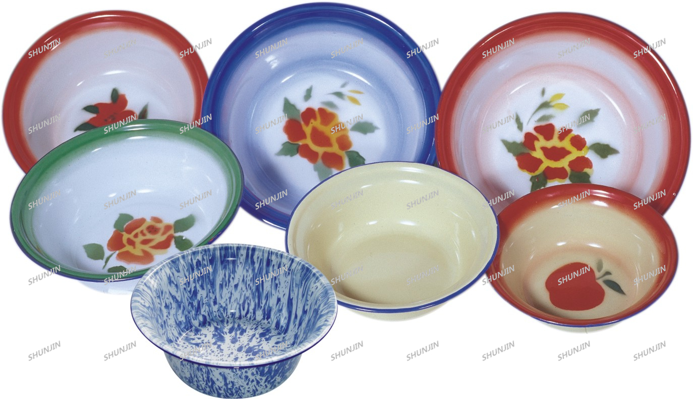 Enamel deep basin deco & plain
