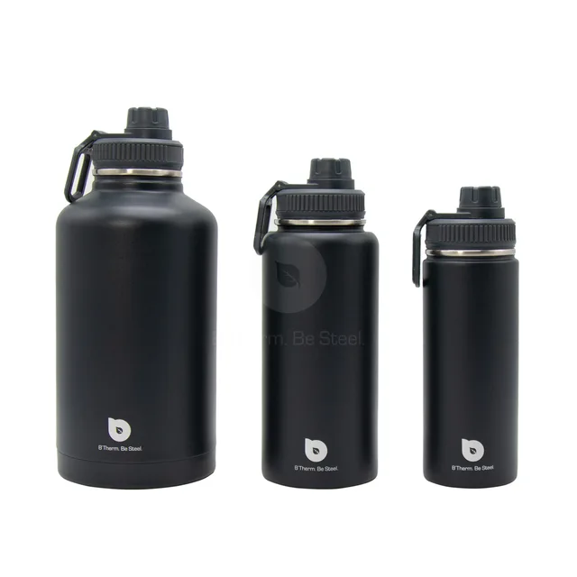 Stainless Steel Vacuum Insulated Sport Water Bottle 17 oz 32 oz 64 oz Grey