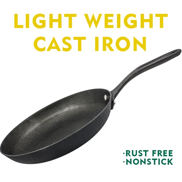 Cast Iron Fry Pan Light Weight Wood handle Honeycomb 20cm 24cm 28cm 30cm 32cm