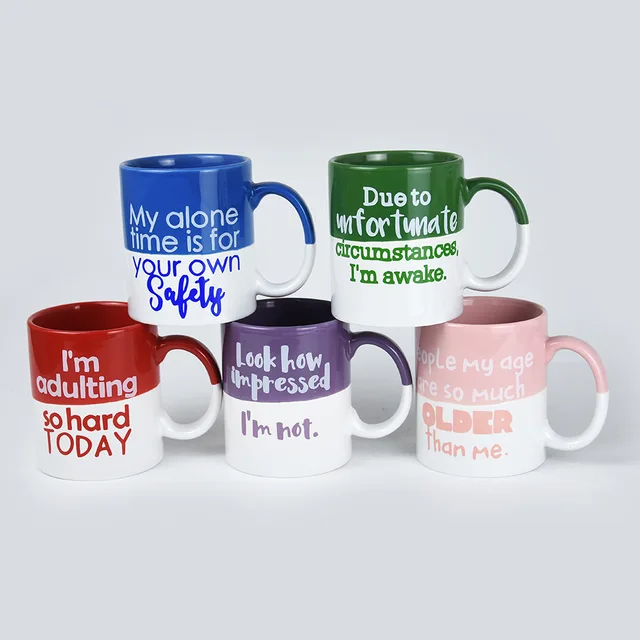 12OZ Stoneware Can-Shape Coffee Mug with Printing