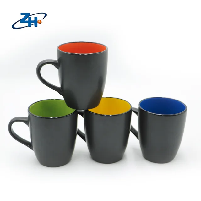 13oz ceramic customized glazed mug promotional colorful cup matt black