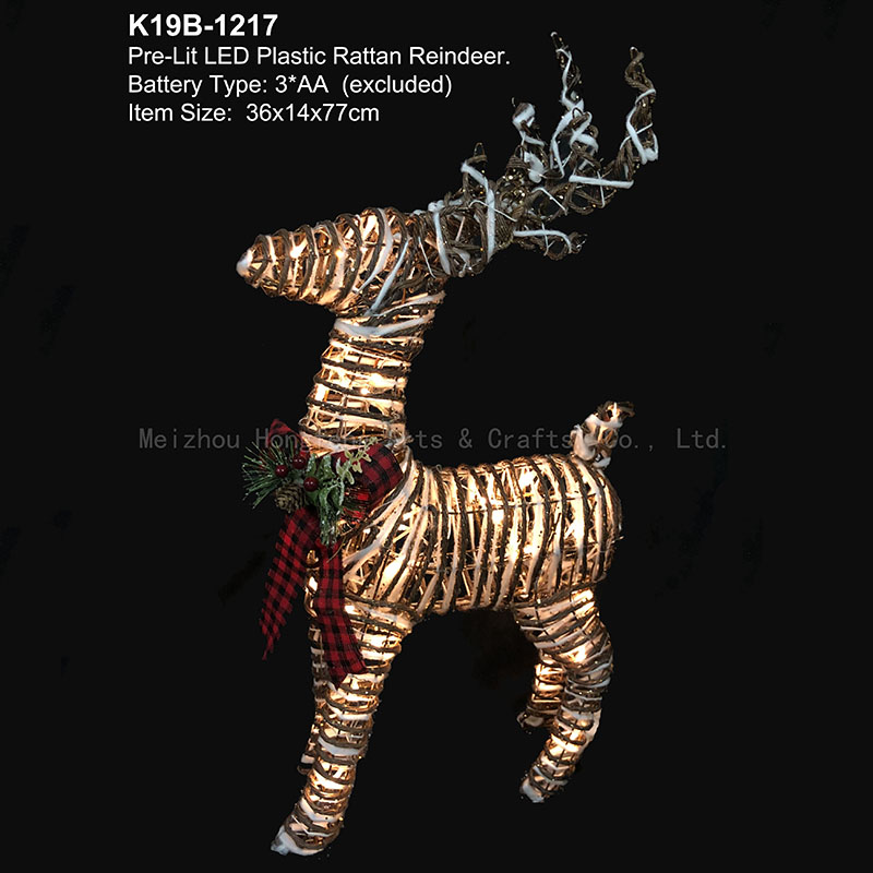 30"H. Pre lit LED plastic rattan reindeer/Indoor or outdoor use/Handmade Christmas Reindeer/yard display decor.xmas
