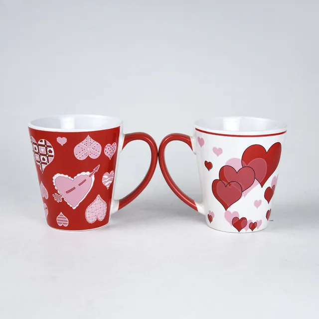 11OZ Stoneware Solid Coloured V-shape Coffee Mug with Printing