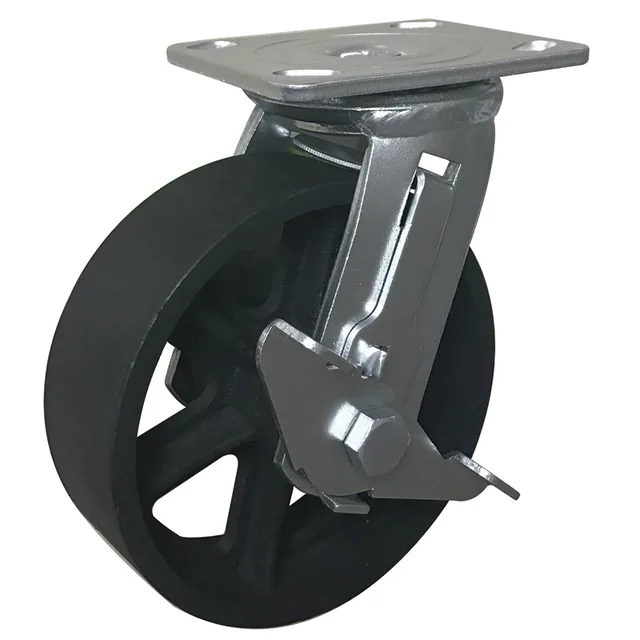 America 6 inch Cast Iron Swivel Caster With Side Brake