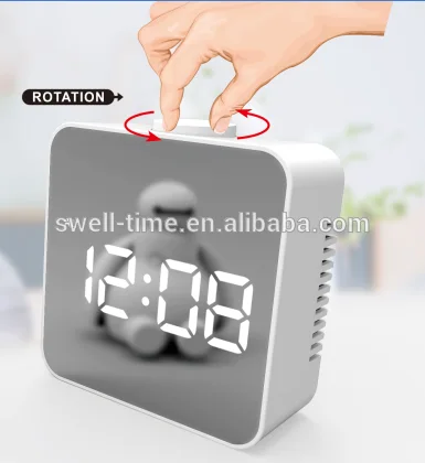 2020 New design cube mirror alarm desk clock with brigthness adjustable S2881