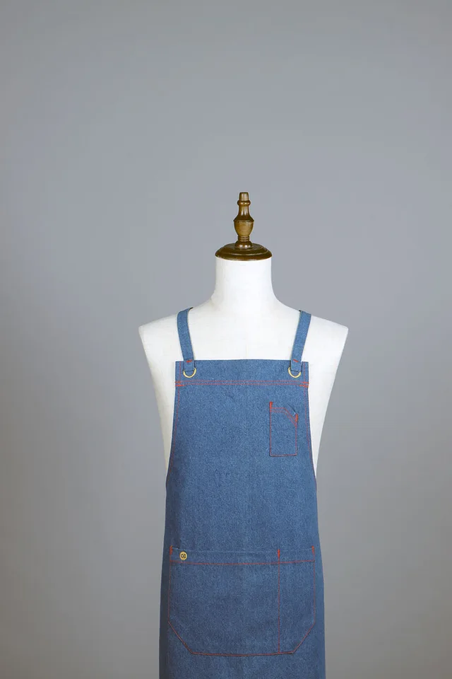 Washable denim bib apron
