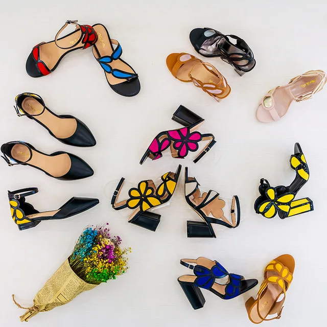 Mgs4-61embroidery Flower Block Heel Sandals