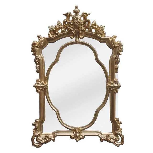 Distressed gold frame with flat mirror