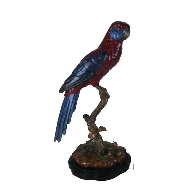 Antique Bronze Handpainted Porcelain wood base Home Decoration Parrot
