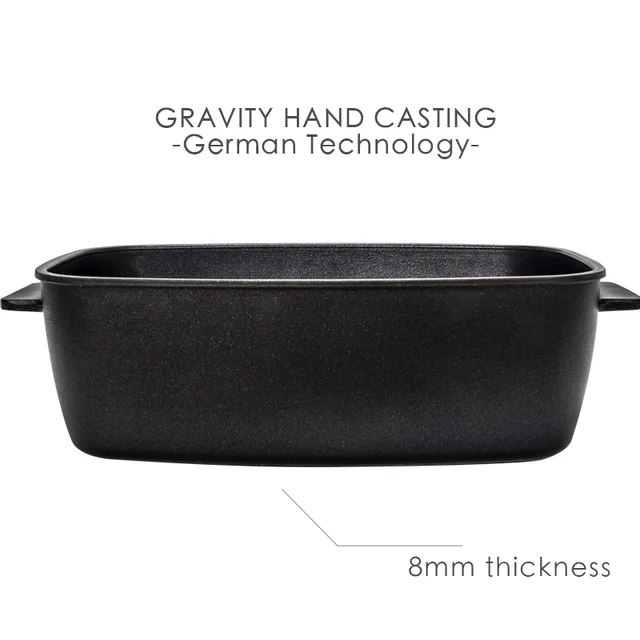 Gravity Hand Casting Roaster pot Pan Nonstick 33cmX20cm