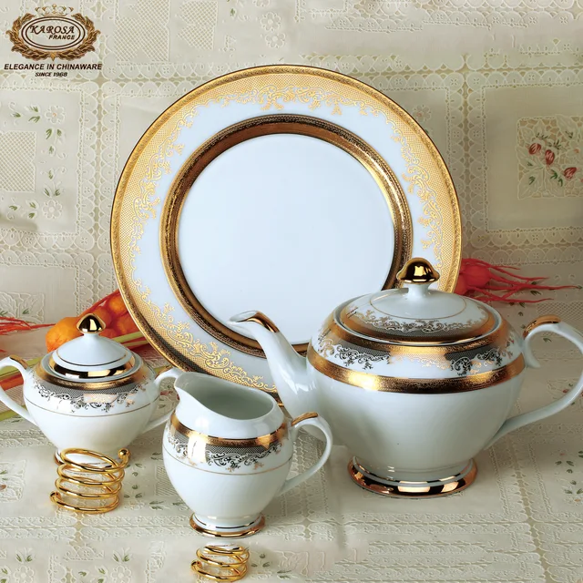 Karosa embossed gold luxury bone china dinner set