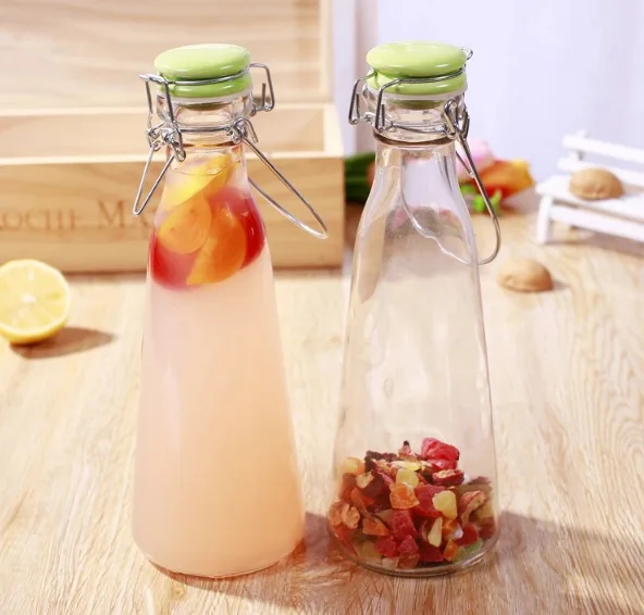 500ml/1000ml glass bottle with handle for milk and juice