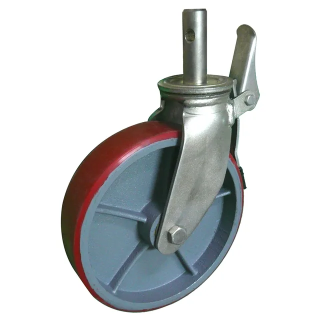 12 inch heavy duty PU scaffold caster with standard stem