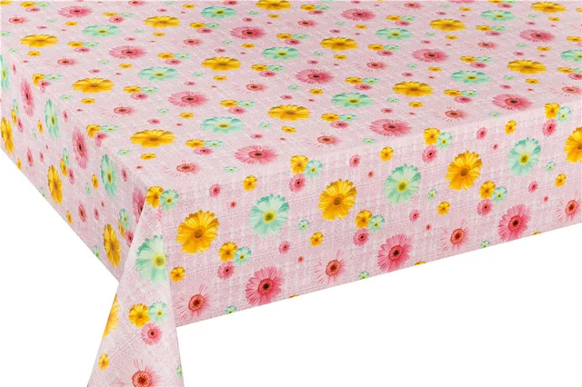 Pvc printed non-woven backing tablecloth