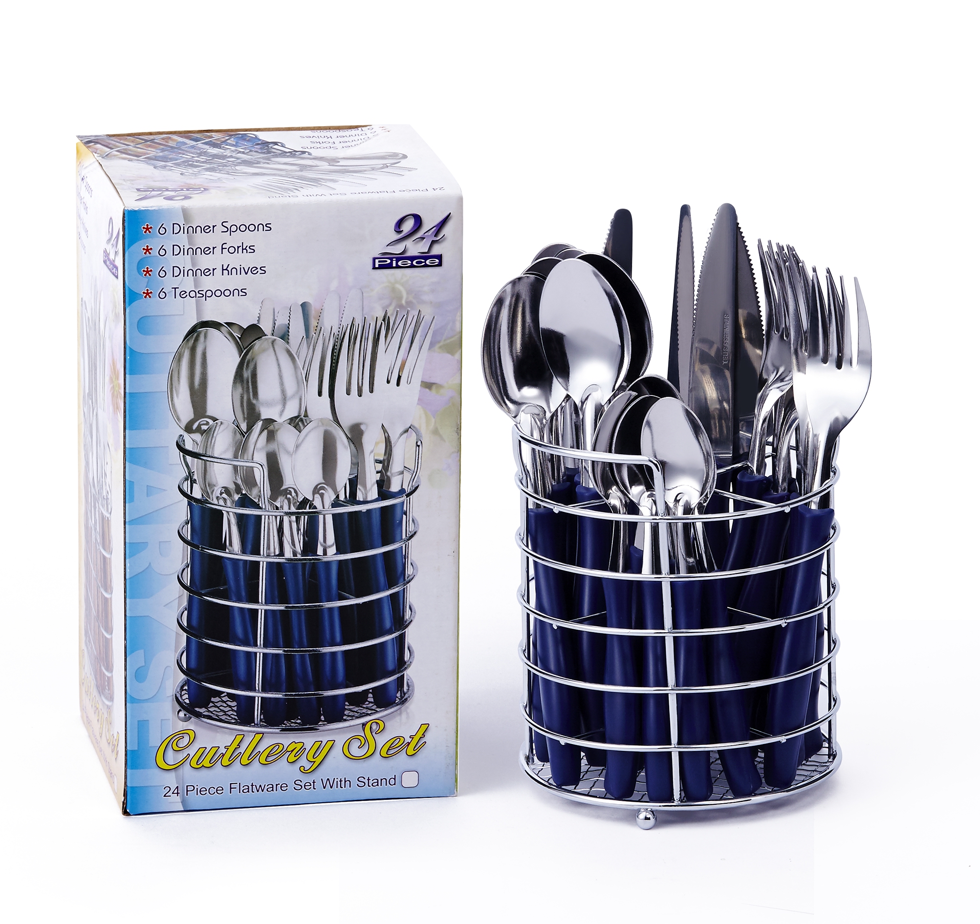 Stainless Steel Cutlery Set Chrome stand+gift box