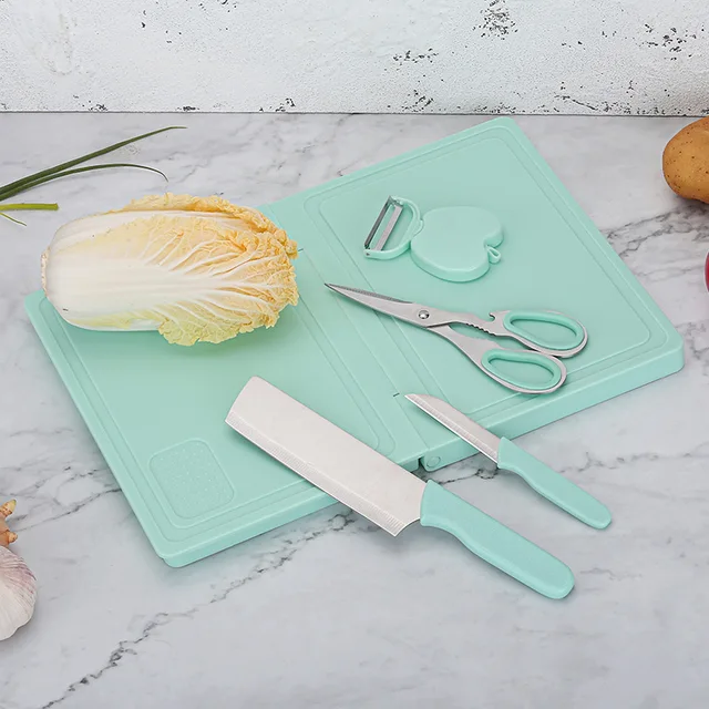 5pcs knife set with cutting board