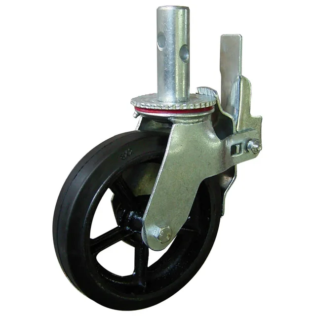8 inch round stem rubber on iron scaffold caster