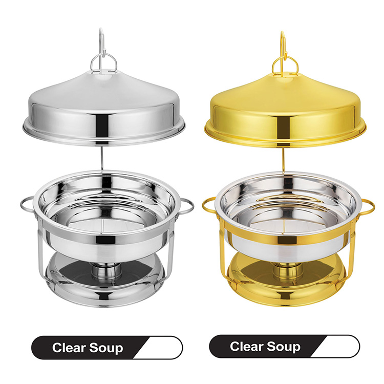 Stainless steel 10L hanging cover chafing dish/economic round stainless steel plated food warmer chafing dish