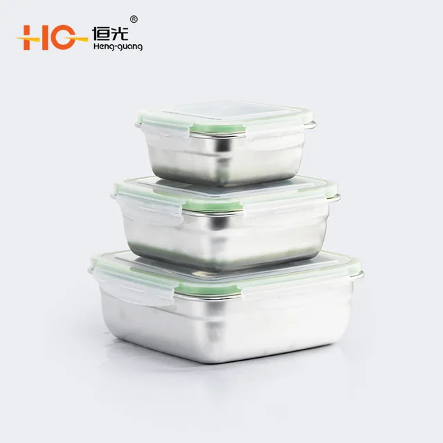 Hengguang 304 stainless steel crisper box Korean crisper box rectangle crisper box storage box storage box