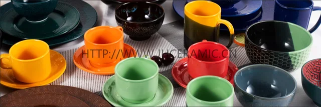 Color glaze cup&saucer