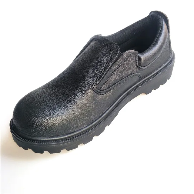Black steel toe real leather safety shoes protection shoes