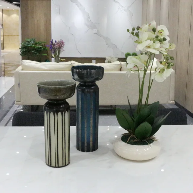 Handmade blown colored glass vase