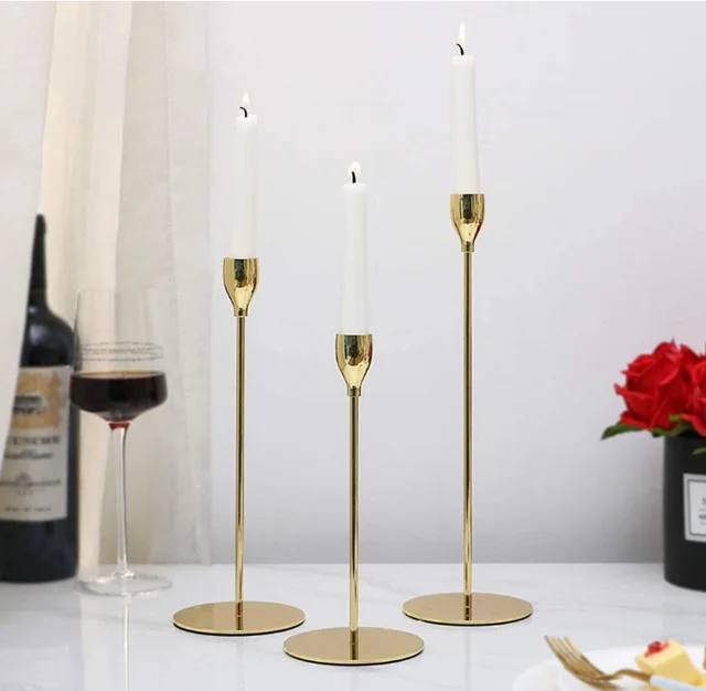 Romatic Decoration gold metal wedding candlestick holders