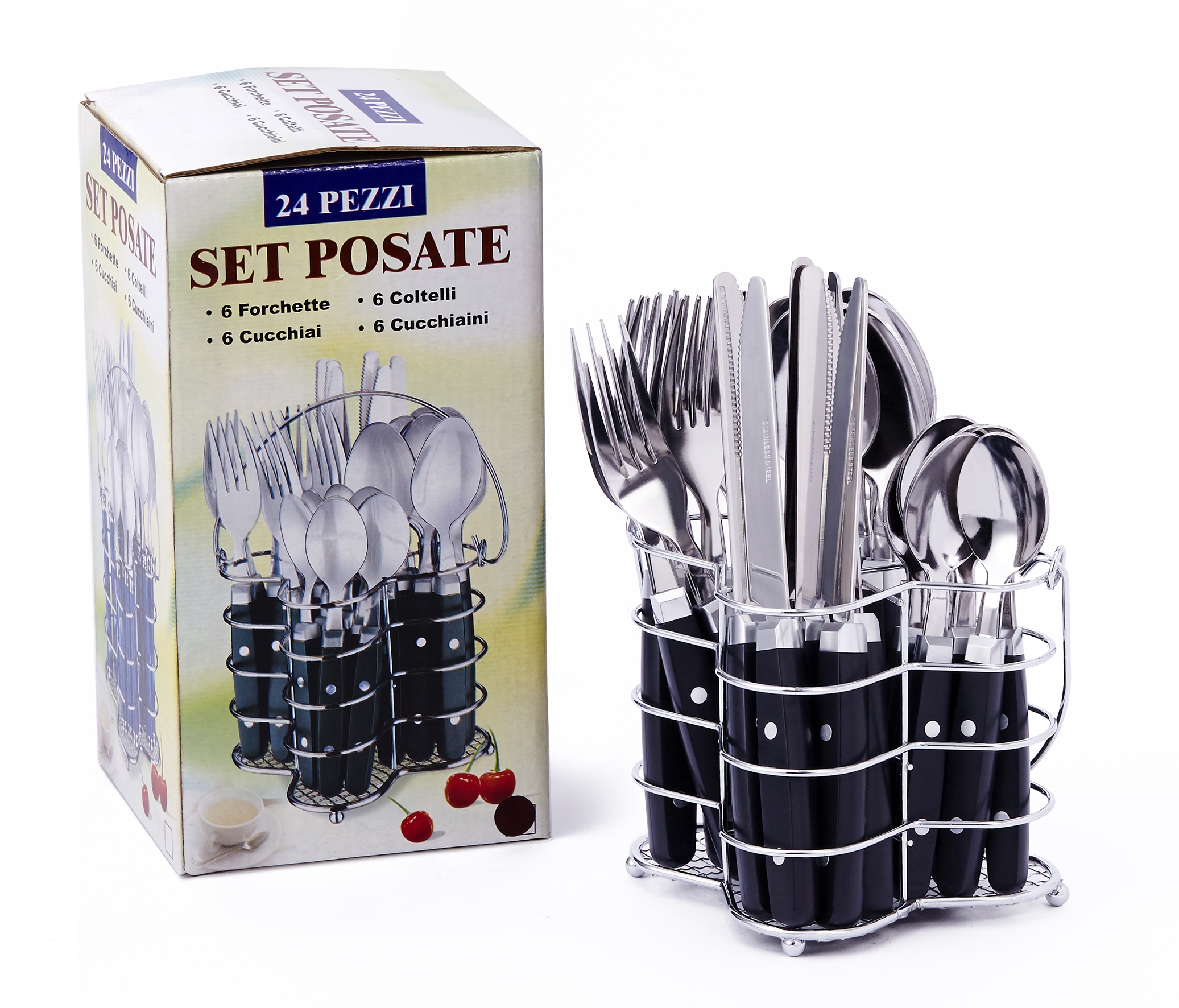 Stainless Steel Cutlery Set Chrome stand+gift box