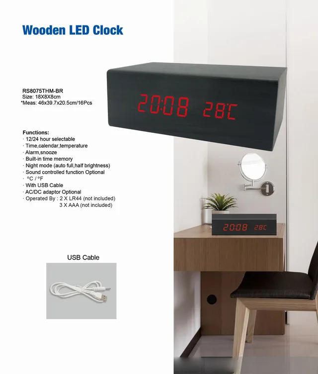Wooden LED clock
