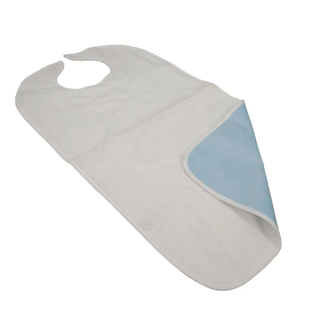 Cotton Terry Washable Reusable Adult bib with vinyl Backing