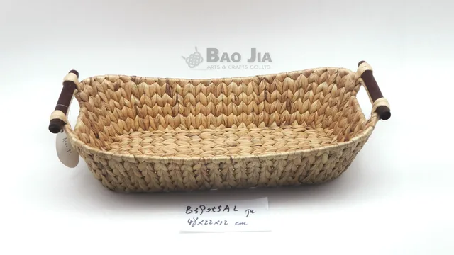 Set of 3 boat shape water hyacinth basket with wood handles