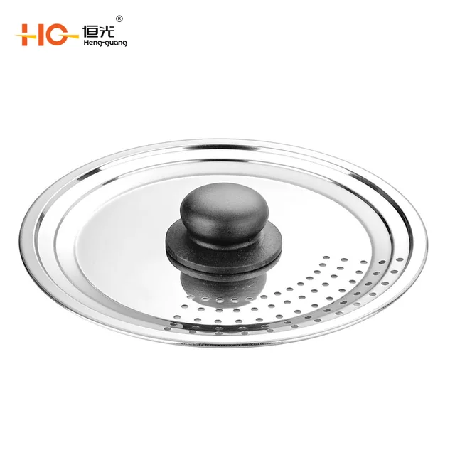 Heng Guang stainless steel lid stainless steel glass lid stainless steel combination lid multi-functional lid against hot pot lid leakage net pot lid