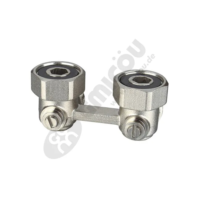 Angle H-mode double ball valve with male thread