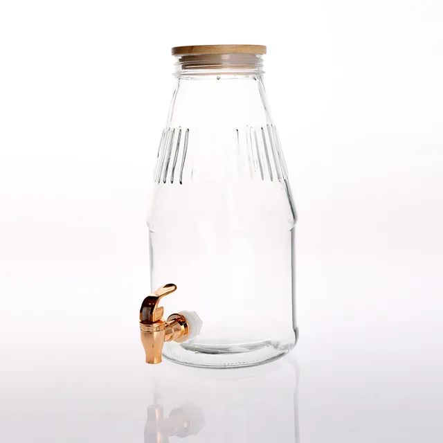 Beer juice container with bamboo cover and tap