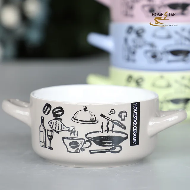 4'' stoneware bowl with double handle