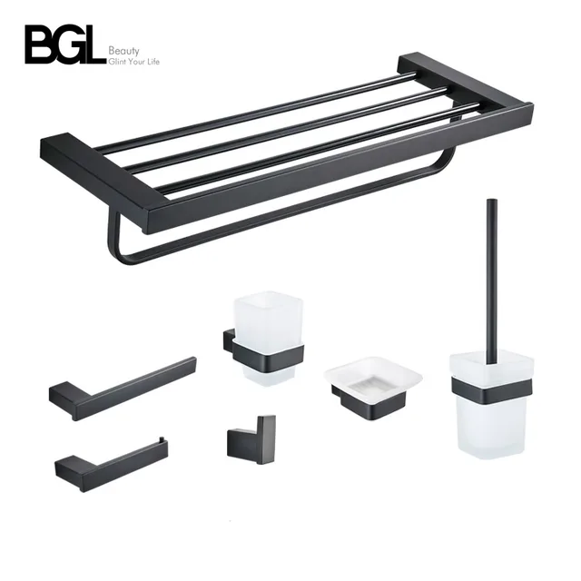 4 pieces Modern design black stainless steel bathroom accessories set