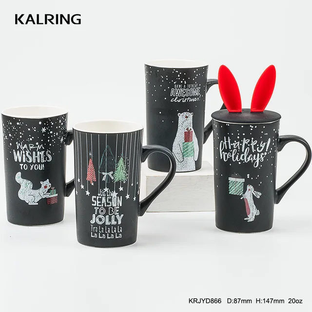 Ceramic tableware black color mug porcelain mug for Christmas