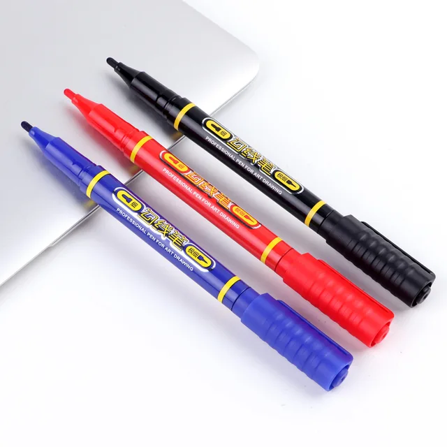 MP2906 water based ink quick dry fiber dual tip multi-function marker black blue CD permanent marker pen