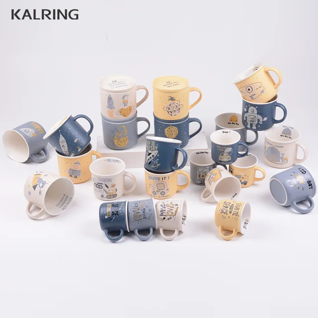 Ceramic mug color glaze mug with robot decal