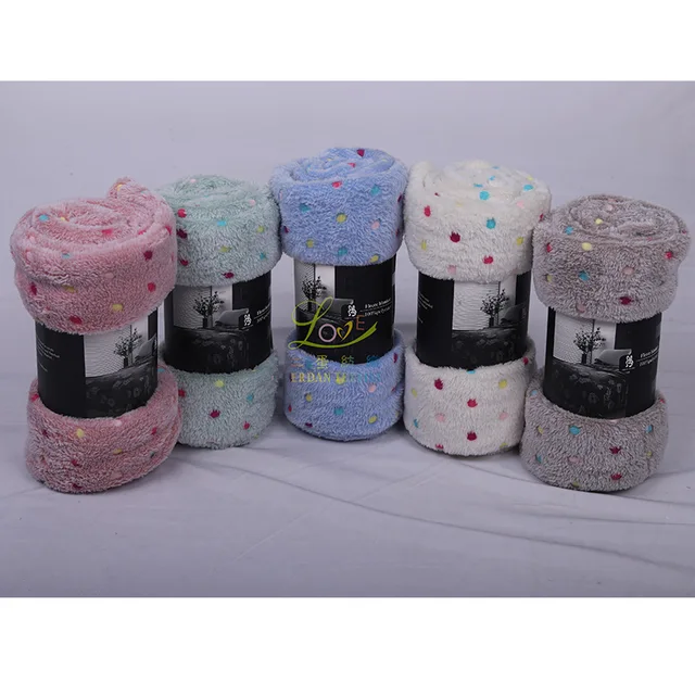 Super soft flannel fleece blanket offset designs with dots
