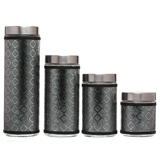 Glass food storage jar Clear Glass Jar with cloth wrap