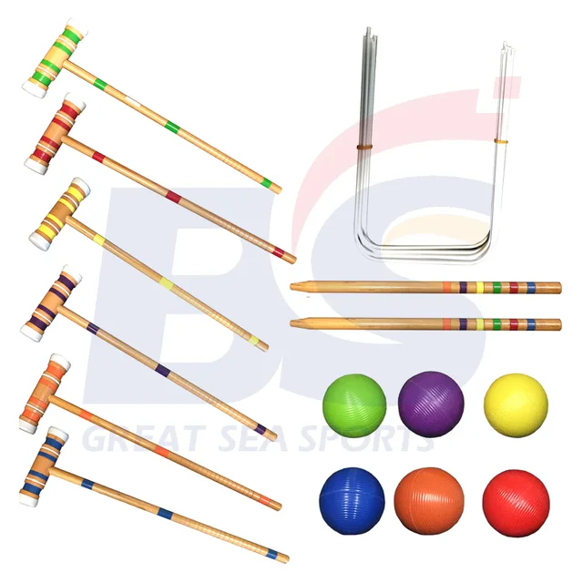 Wooden outdoor croquet set garden game Lawn Games with Mallets